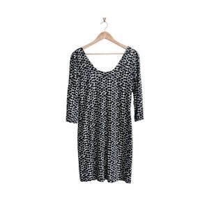 Papillon Blanc Womens Dress 3/4 Sleeve Abstact Black Brown Large